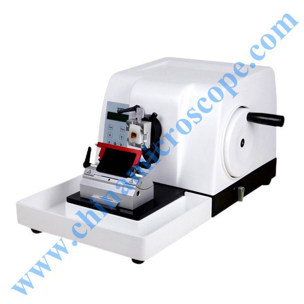 D3358 Semi-automated Rotary Microtome, photographed by the factory on white