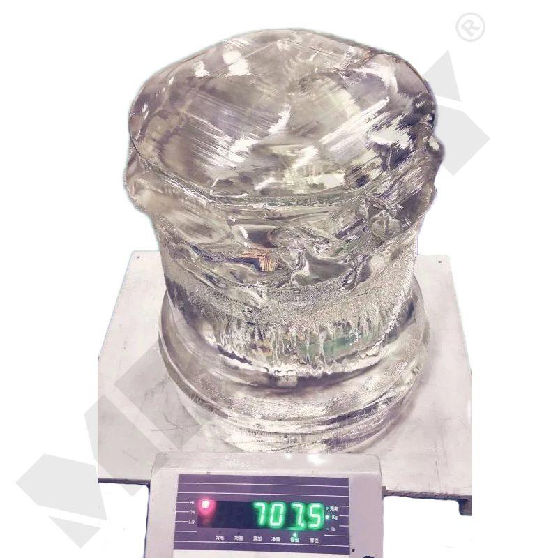 Sapphire crystal ingot, photographed by the factory on white